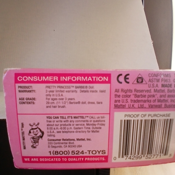 Sold Mattel Barbie Pretty Princess 2001 Boxed Long Hair Pink Barbiecore Dress - Picture 12 of 16
